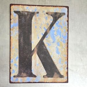 Vintage/Rustic Metal Letter "K" Wall Art 9"X7"